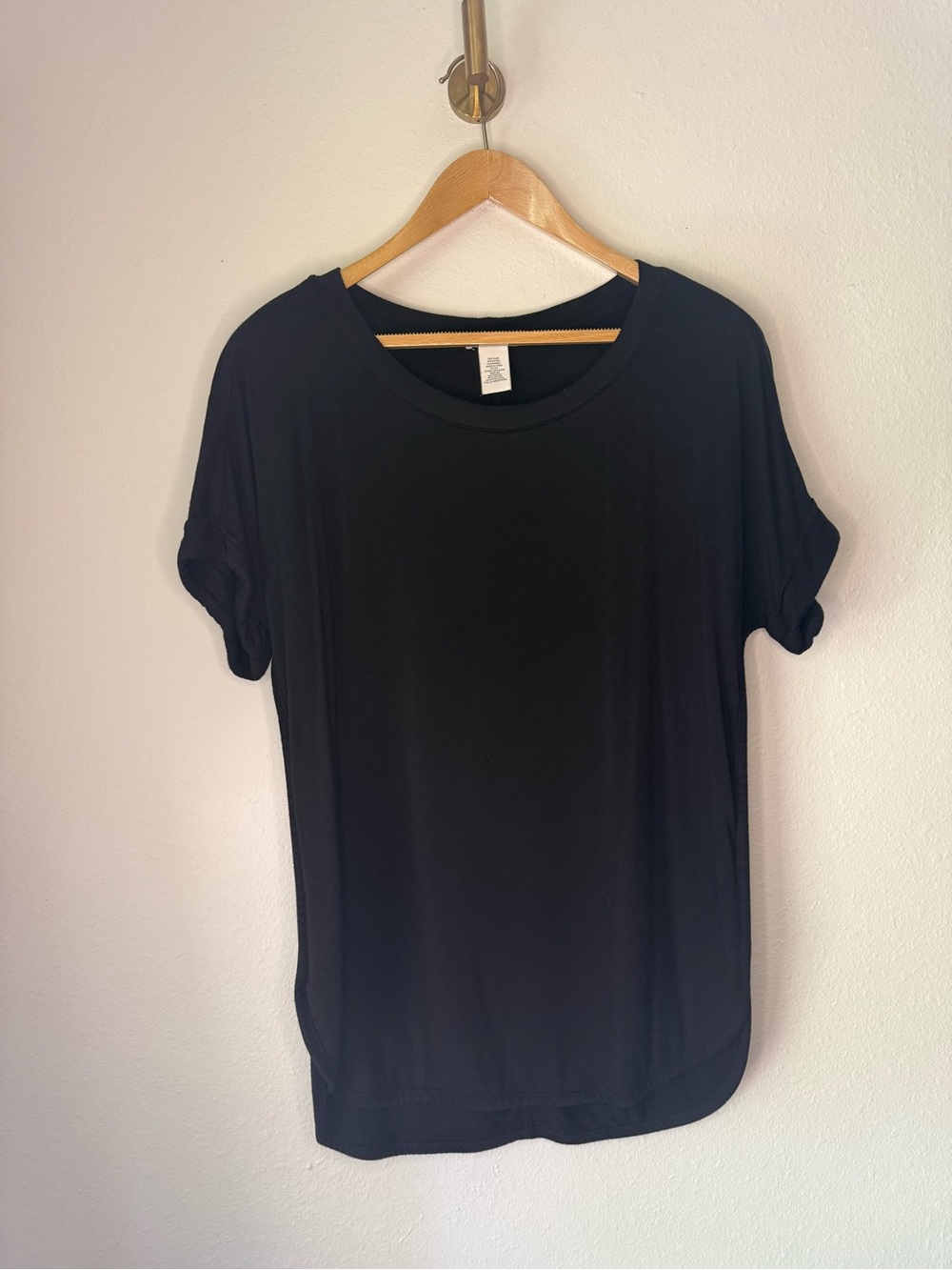 Matty M Black Short Sleeve Dolman T-Shirt Relaxed Stretch Top size Medium